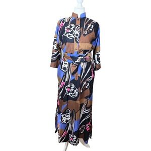 Vtg Catherine Ogust Penthouse Gallery Forever Dress Caftan Signed Abstract M/L